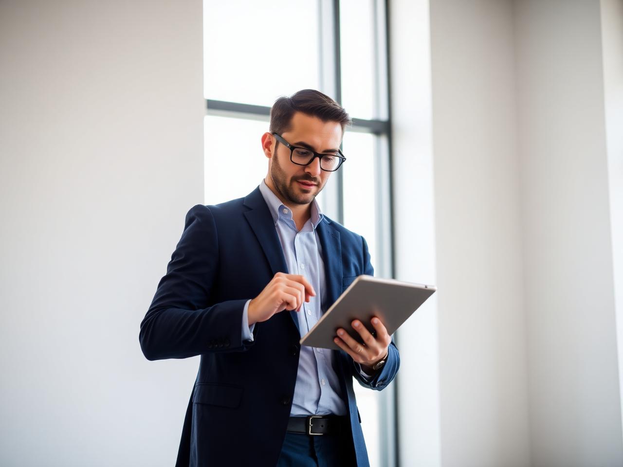 Chartered accountant reviewing financial forecasts on a tablet