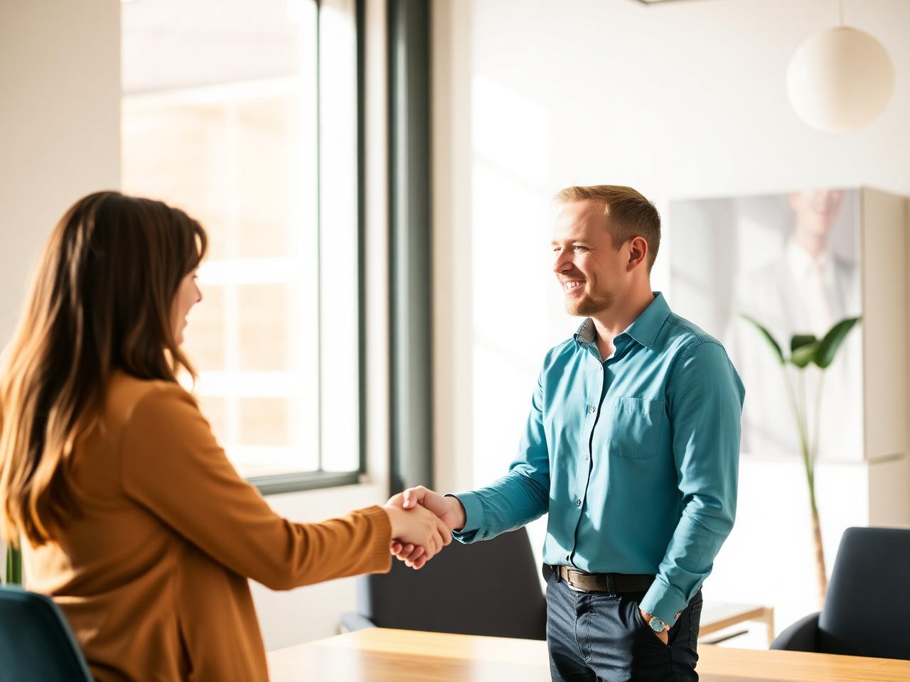 Accountant welcoming a new business client with a handshake